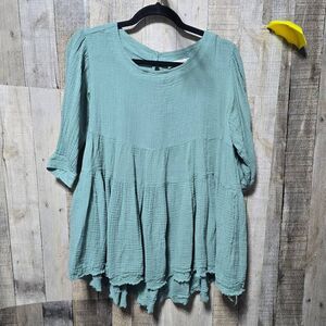 Mustard Seed Green Gauzy Oversized Tunic Top